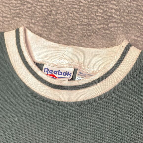 Vintage 90s Reebok Ringer Tee Green‎ & White Logo Shirt XL - Picture 6 of 12